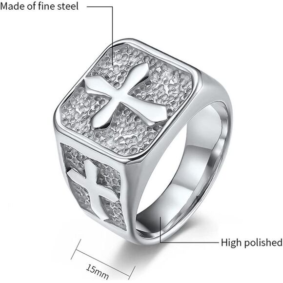RING - Signet Cross Ring Silver - Picture 3 of 3